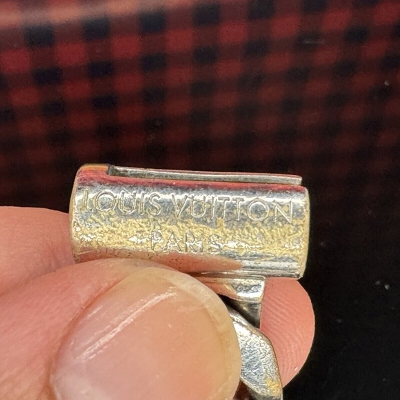 LOUIS VUITTON M68273 Brass Metal LV Chain Links M Bracelet Silver Unisex Z000621 - Picture 13 of 15